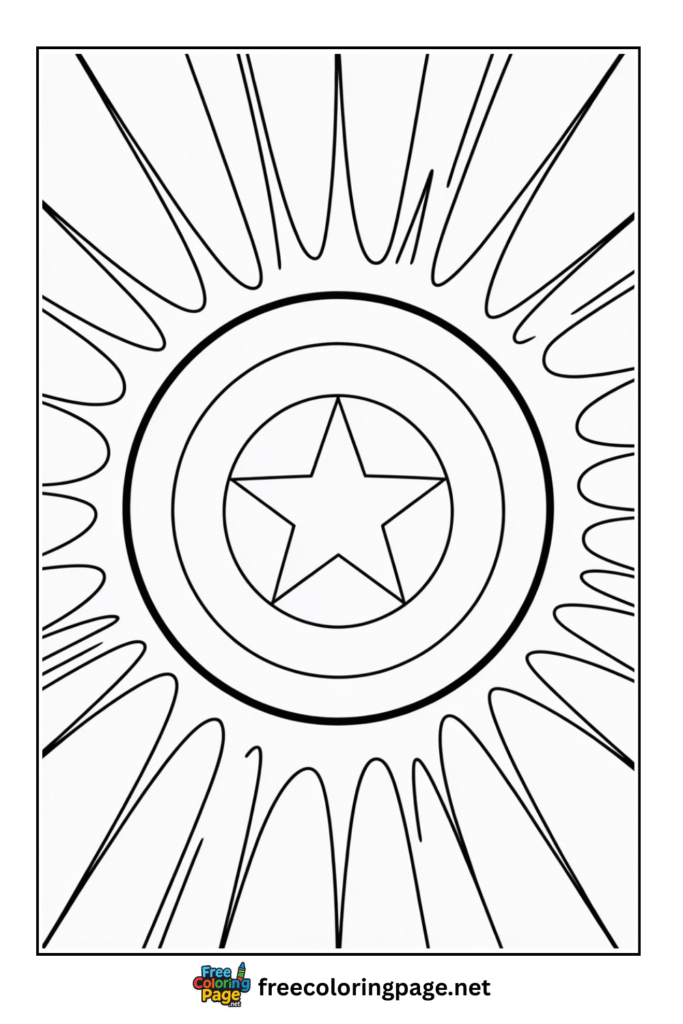 coloring page of captain america shield 