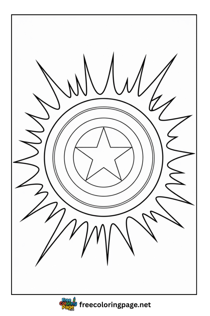 coloring page of captain america shield sign