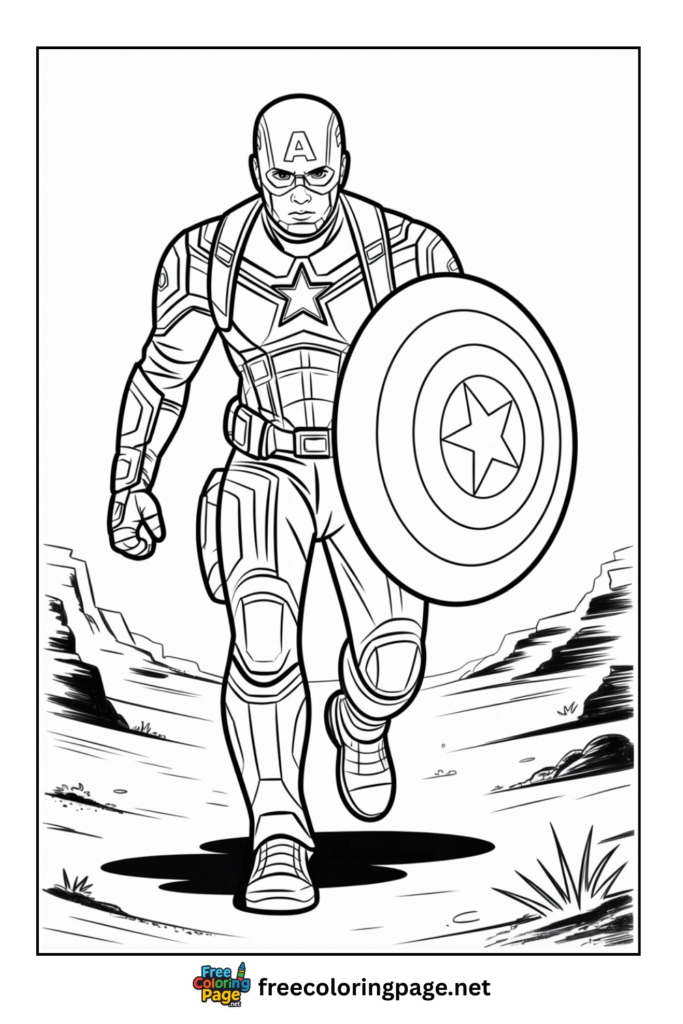 coloring page of captain america saving world