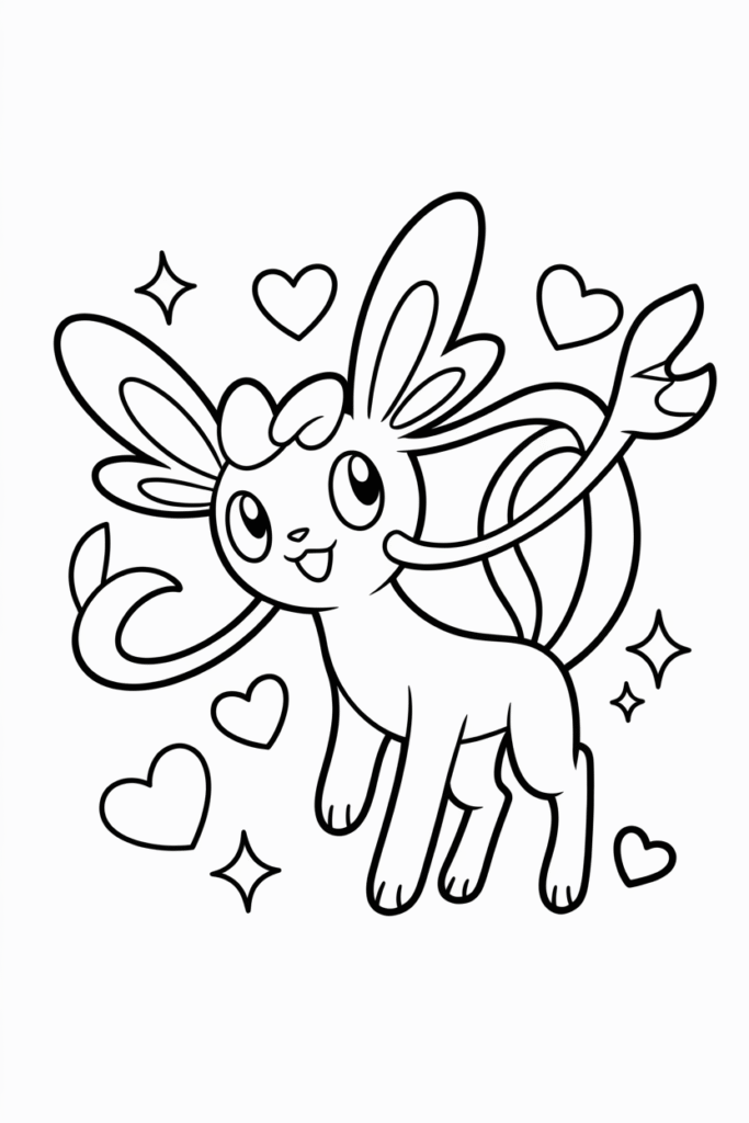 pokemon coloring page of sylveon