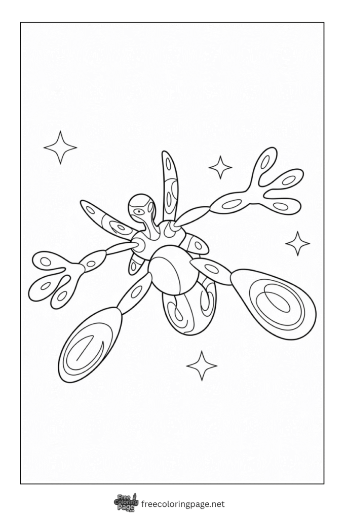 coloring page of mythical pokemon deoxys 