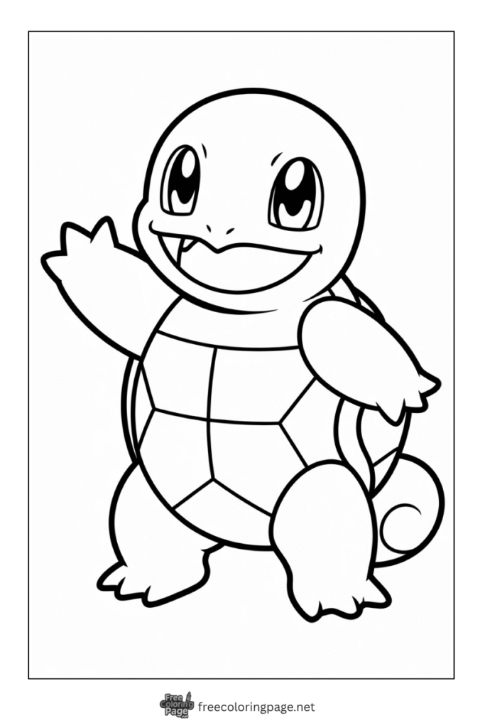 pokemon coloring page of squirtle waving