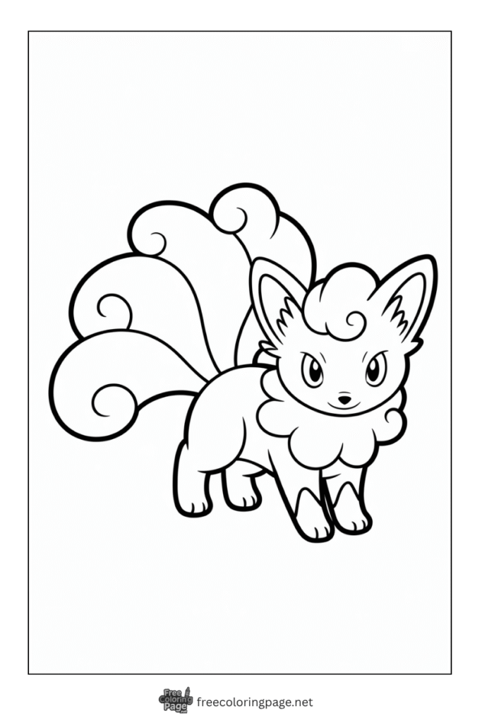 pokemon coloring page of vulpix standing