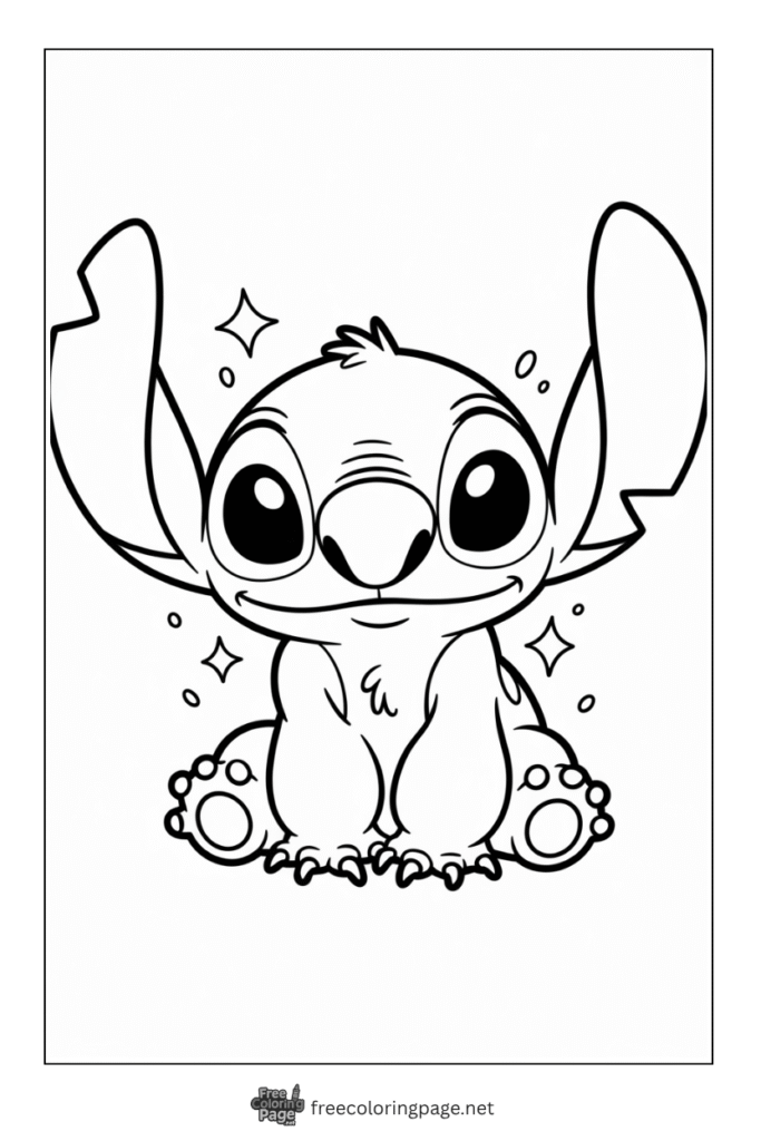 coloring page of stitch sitting background