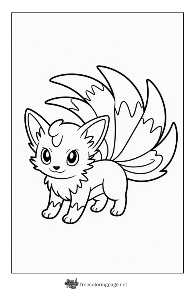 pokemon coloring page of vulpix from front