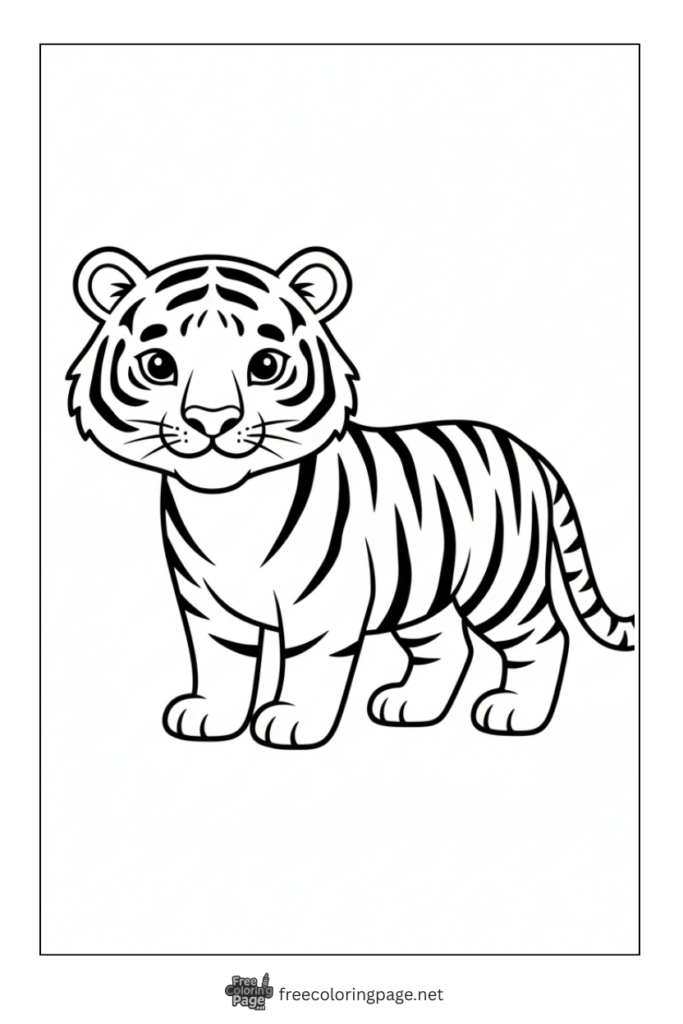Coloring Page of baby Tiger for preschool