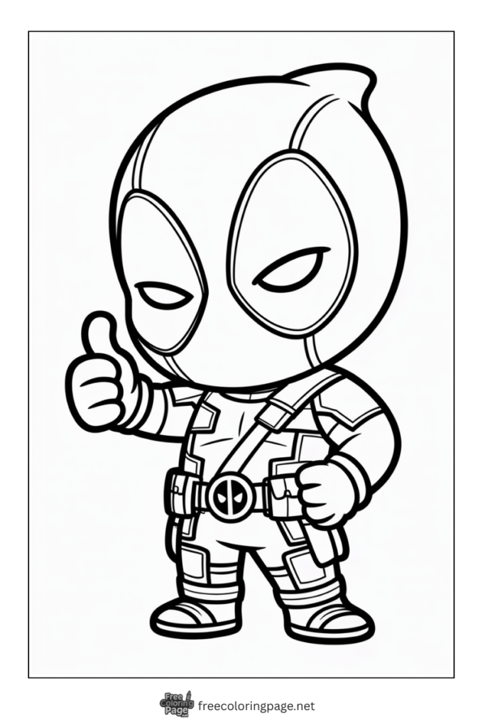 coloring page of chibi deadpool 