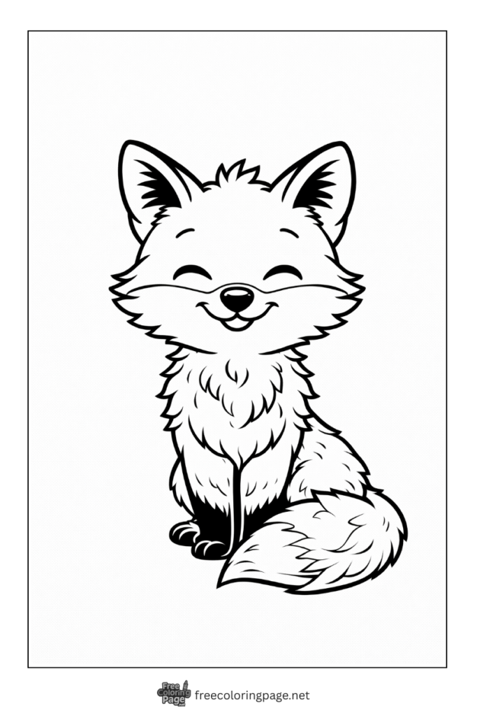 coloring page of cartoon fox for kids