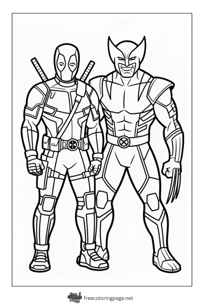 coloring page deadpool and wolverine