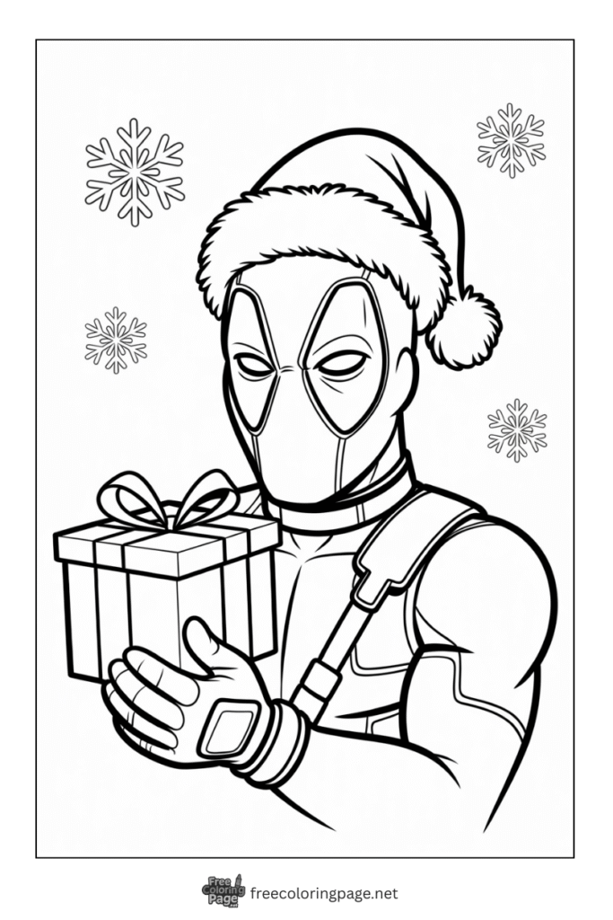 coloring page deadpool christmas gift