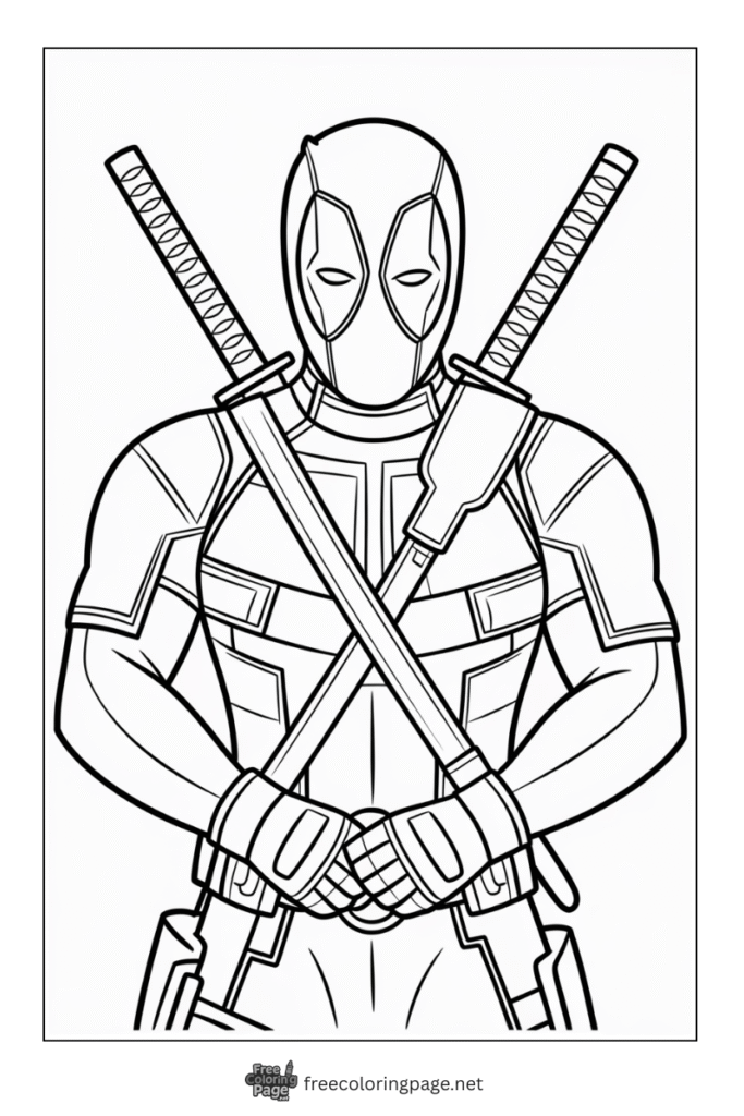 coloring page deadpool front view
