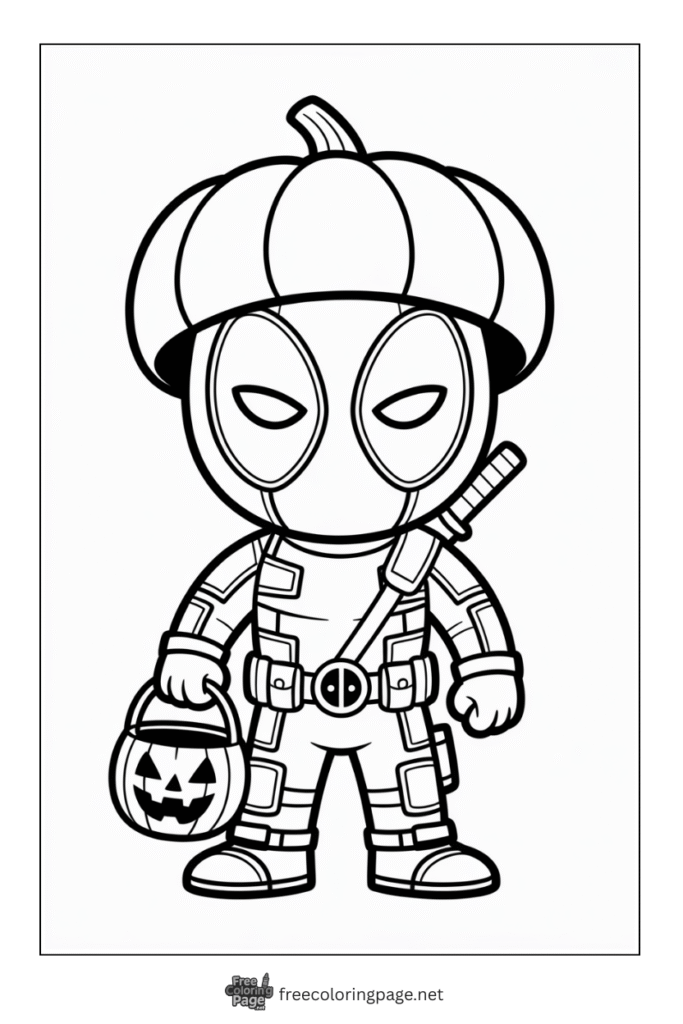 coloring page deadpool and halloween