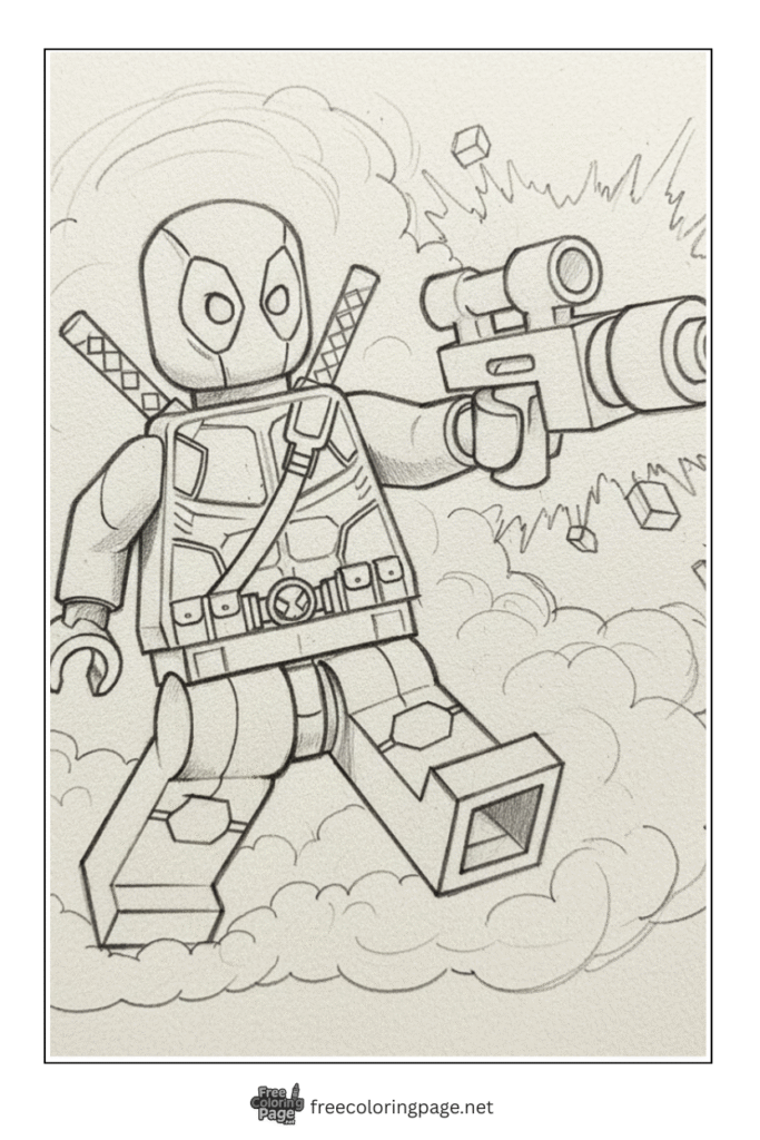 coloring page of lego deadpool 