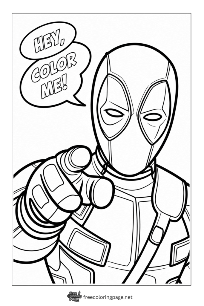 coloring page deadpool saying color me