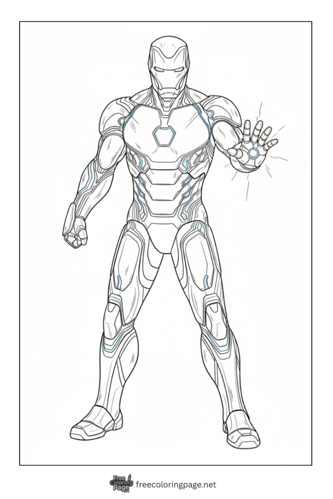 coloring page of advanced iron man
