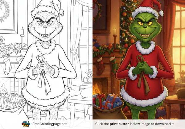 grinch coloring pages with smile