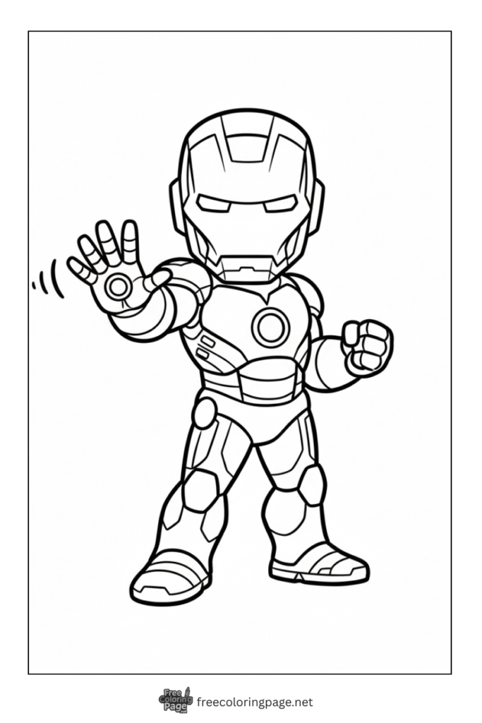 coloring page of iron man easy image for preschool