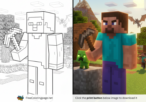 Minecraft Coloring Pages steve