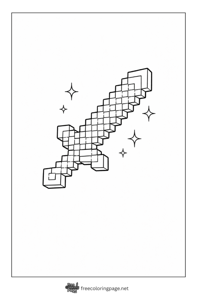 coloring page of minecraft diamond sword