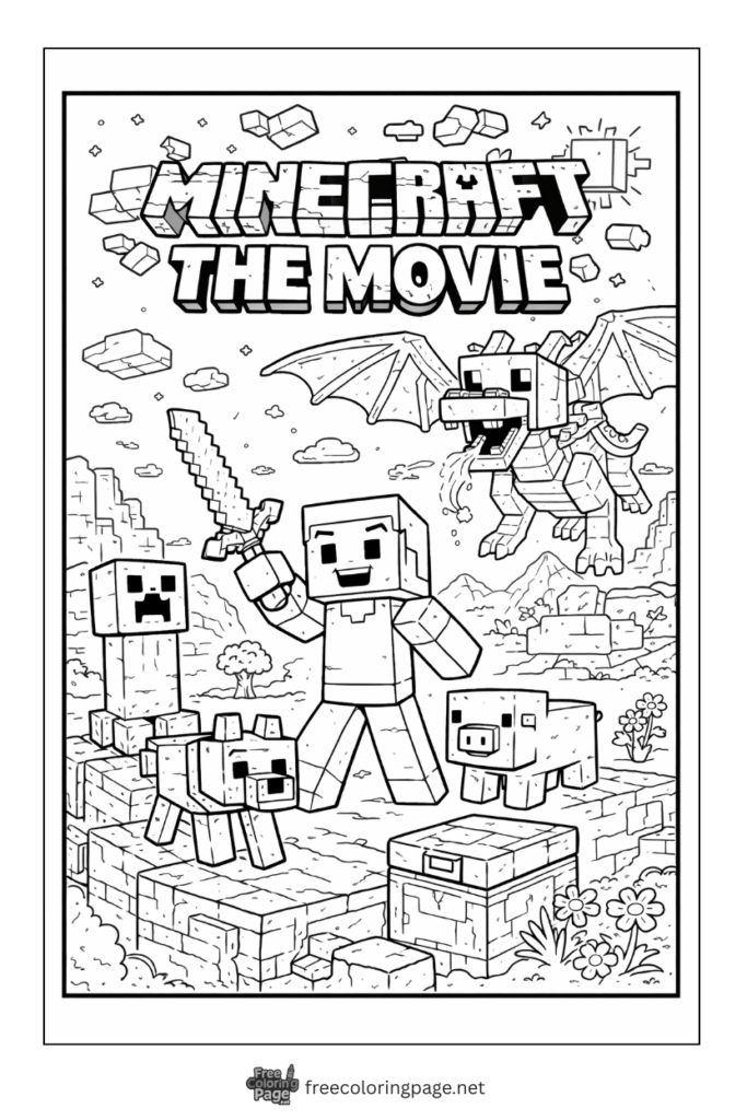 coloring page of minecraft movie