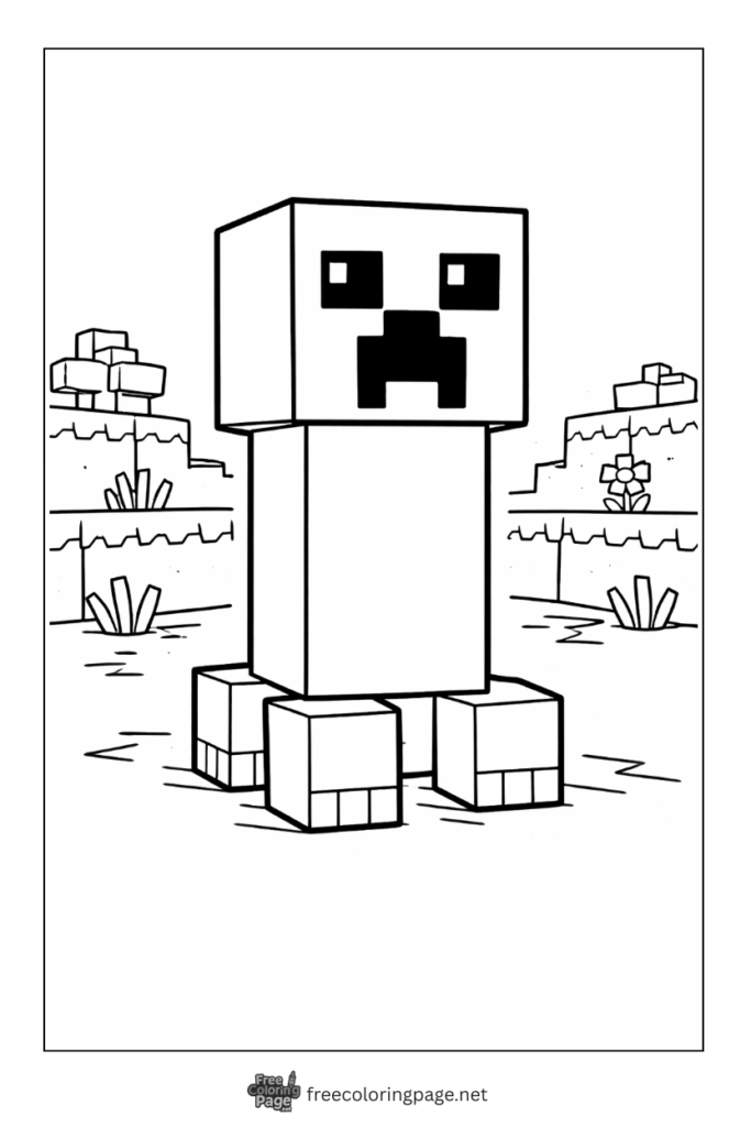 coloring page of minecraft creeper very simple