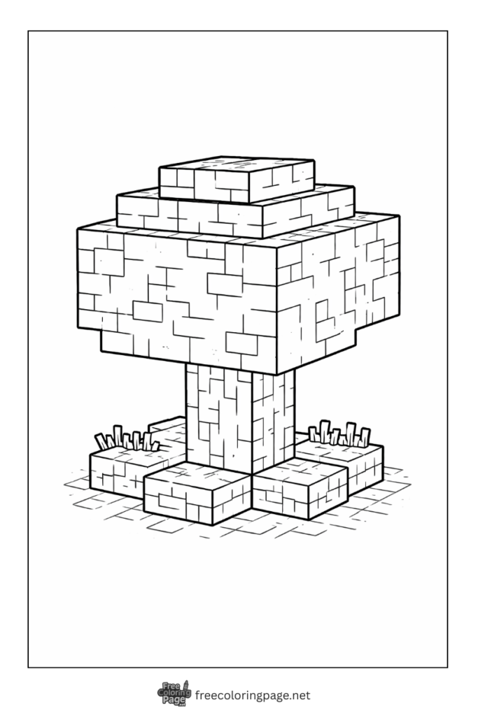 coloring page of minecraft block tree