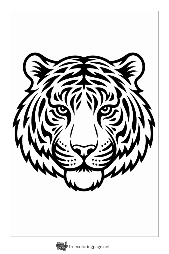 coloring page of tiger face 