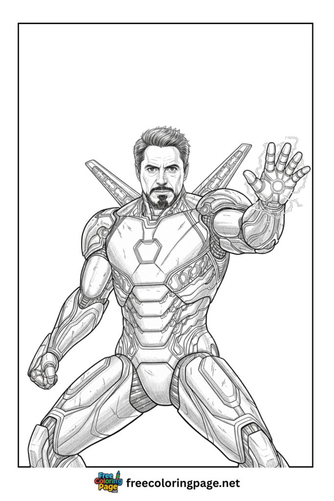 coloring page of advanced tony stark iron man