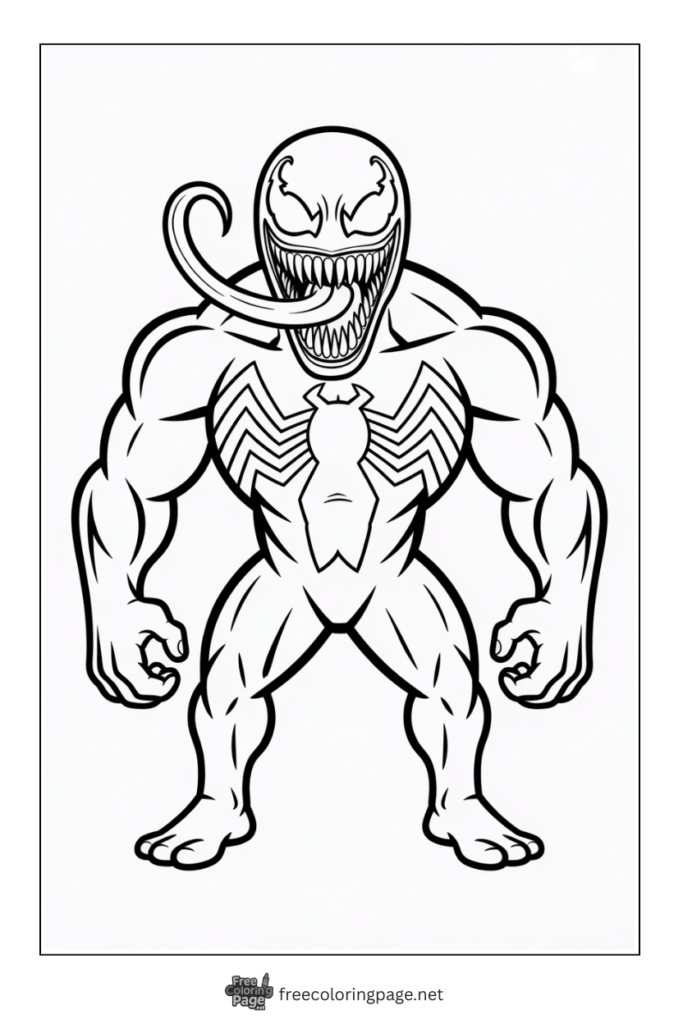 coloring page of venom easy for kids
