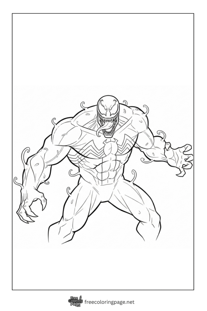 coloring page of venom classic pose