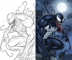 venom coloring pages showing