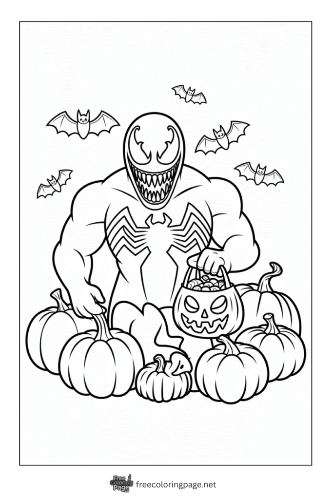 coloring page of venom in halloween costume