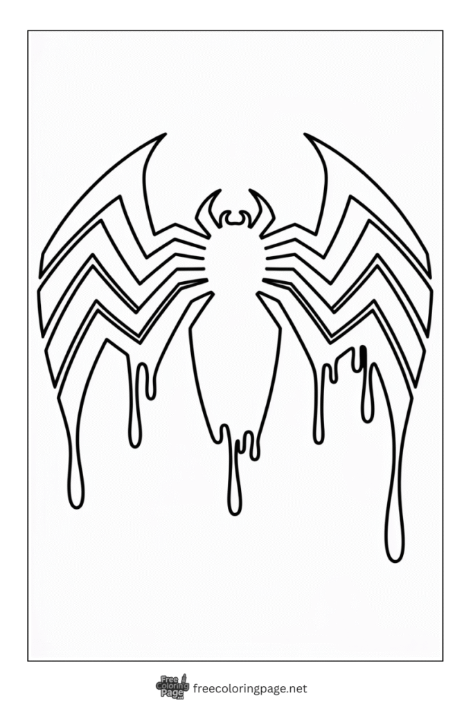 coloring page of venom logo dipping