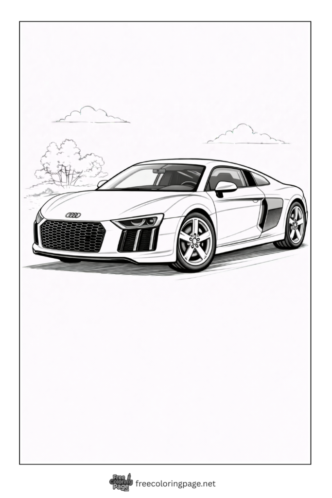 coloring page of Audi R8 supercar