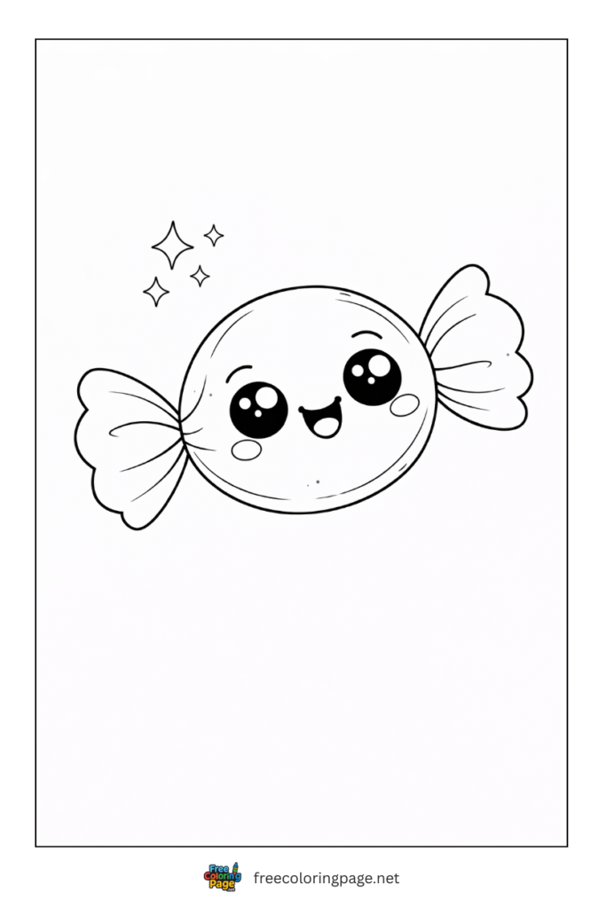 coloring page of cute candy wrap