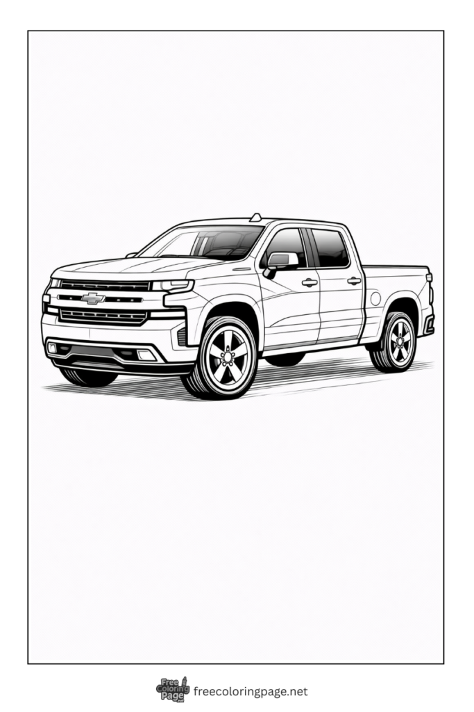 coloring page of chevrolet silverado pickup truck