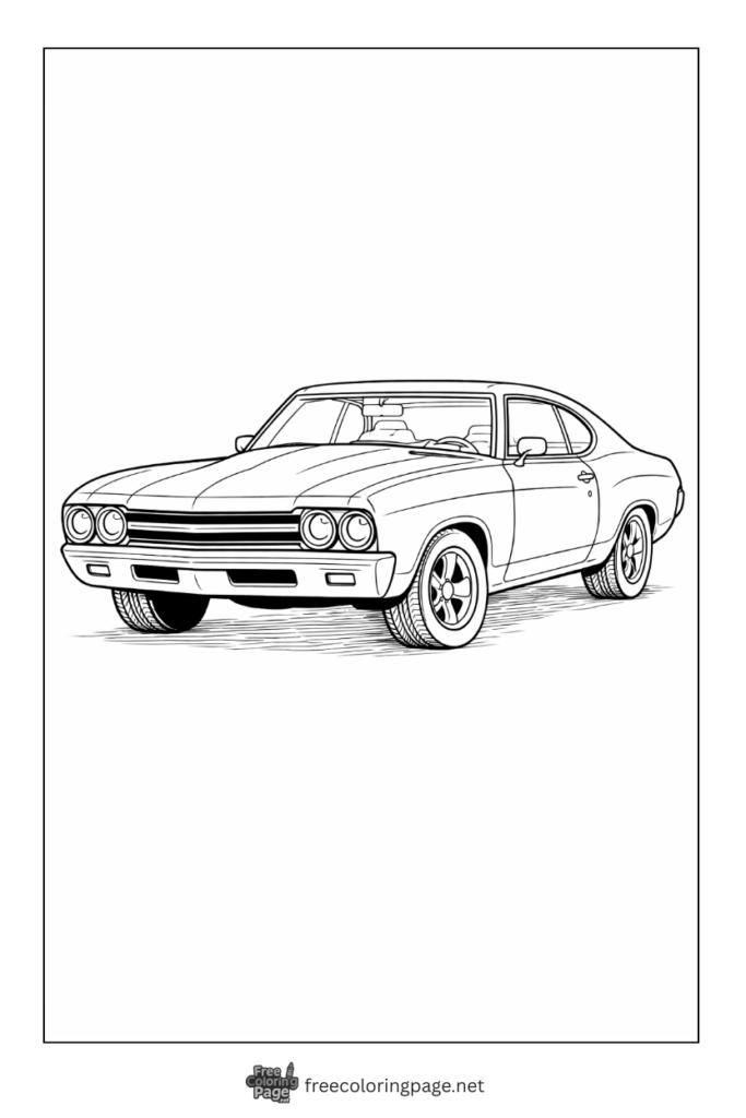 coloring page of classic muscle car