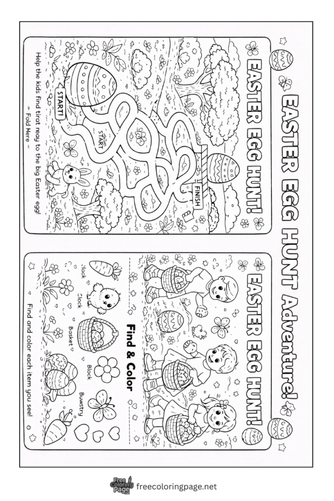 coloring page of easter egg hunt adventure