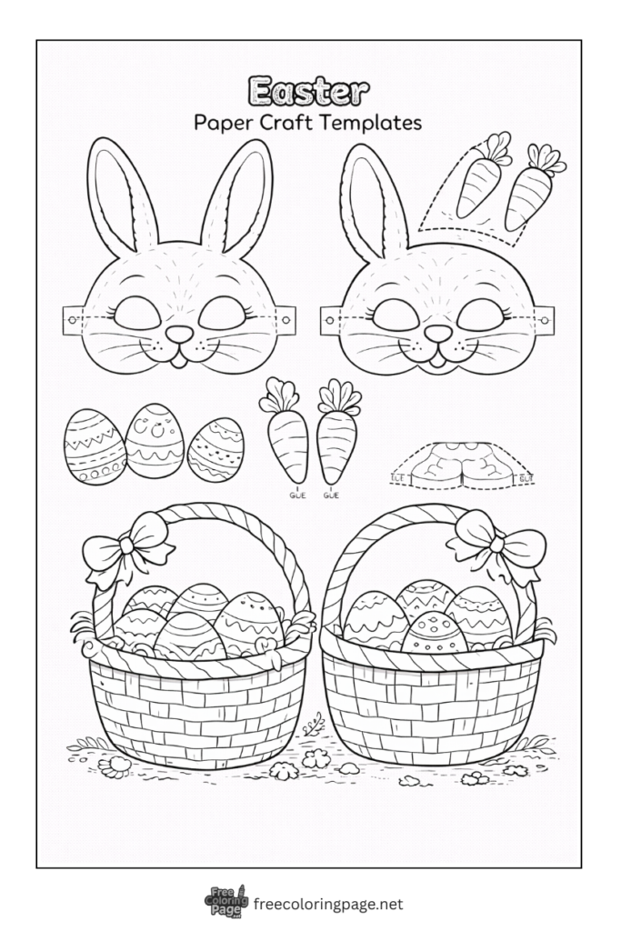 coloring page of easter paper craft template