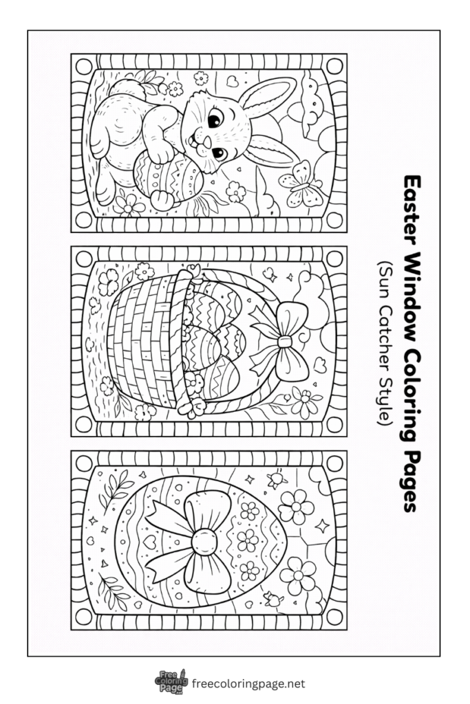 coloring page of easter window 