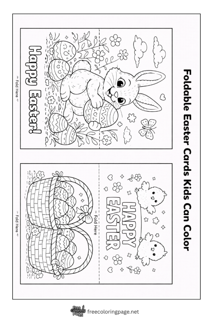 coloring page of foldable easter card 