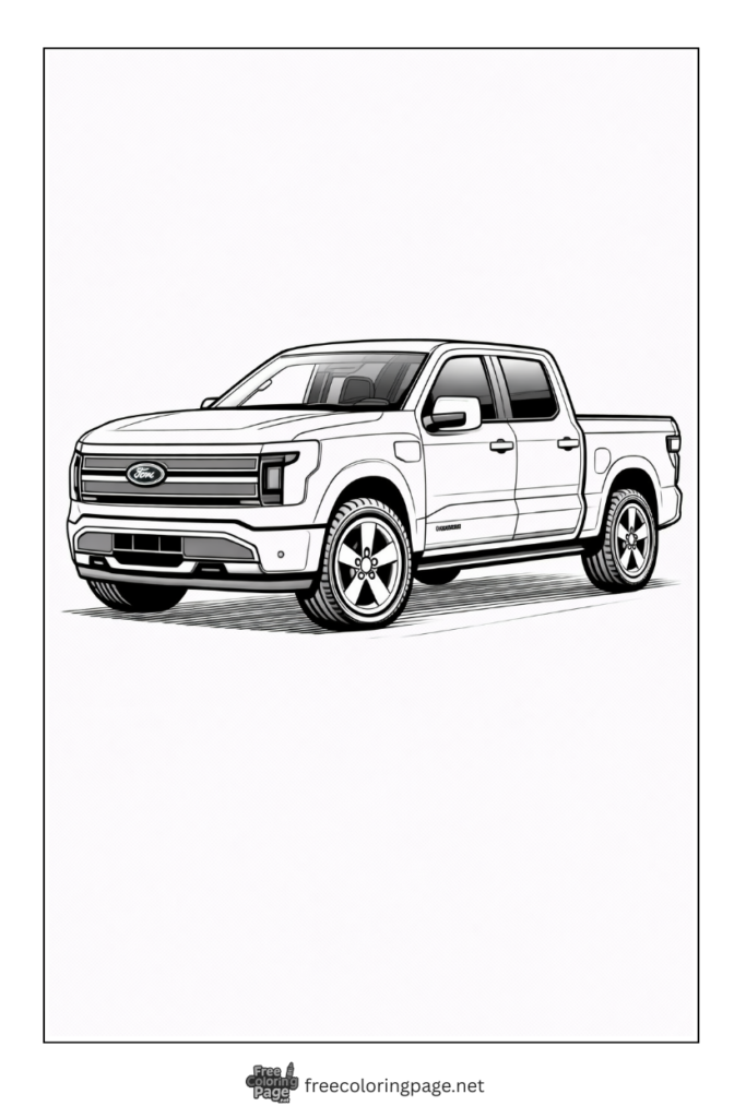 coloring page of ford F150 lightning electric pickup