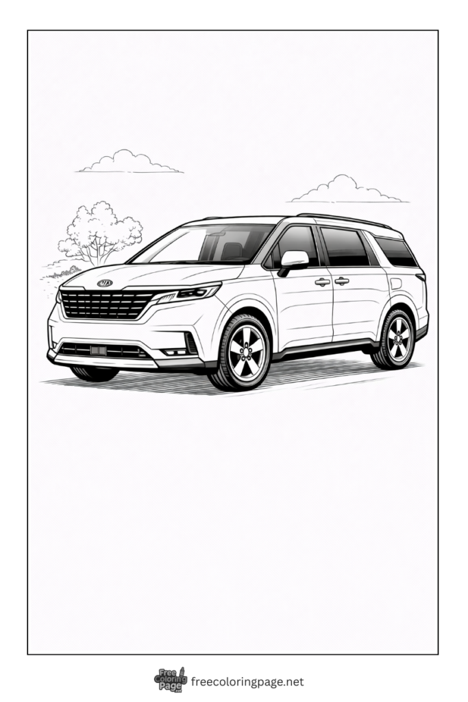 coloring page of kia carnival family van