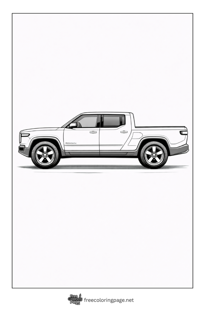 coloring page of rivian R1T pickup truck