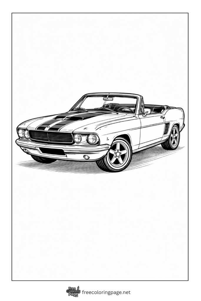 coloring page of vintage convertible sports car