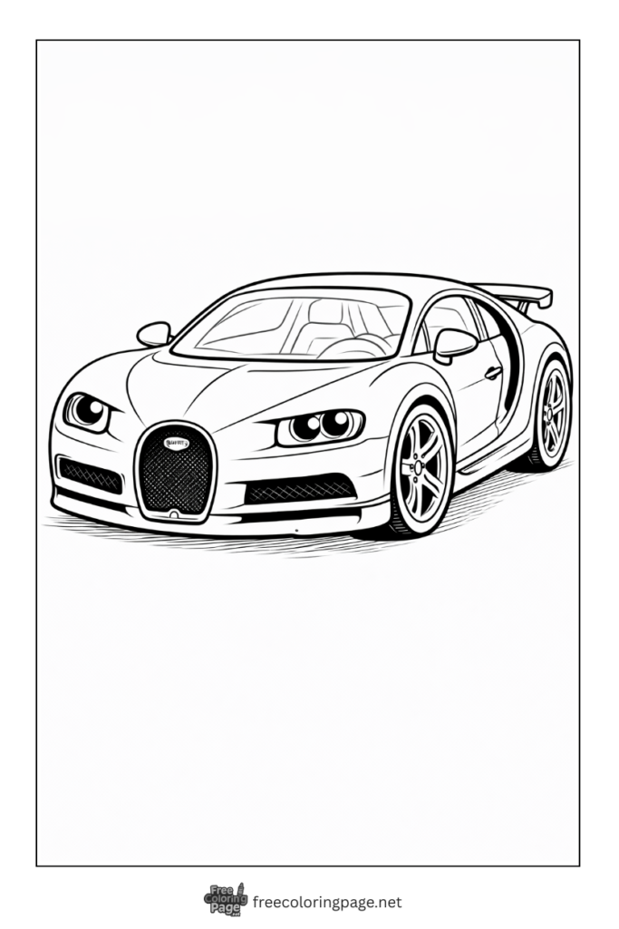 coloring page of bugatti car