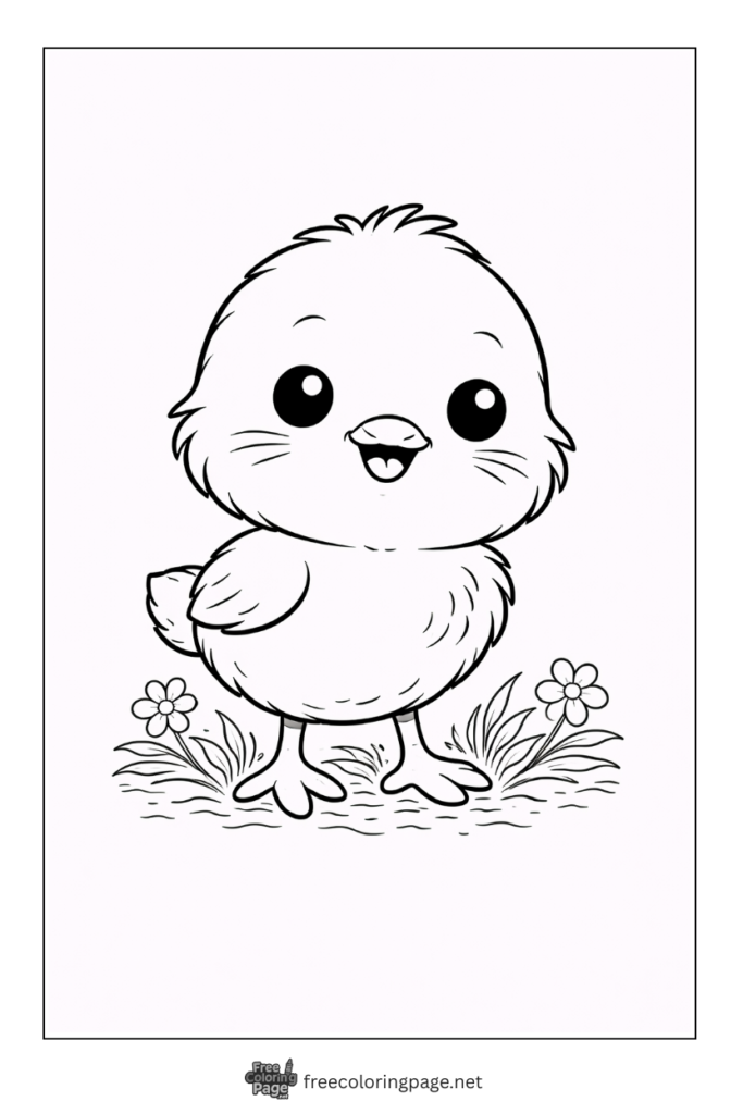 coloring page of cute easy easter chick