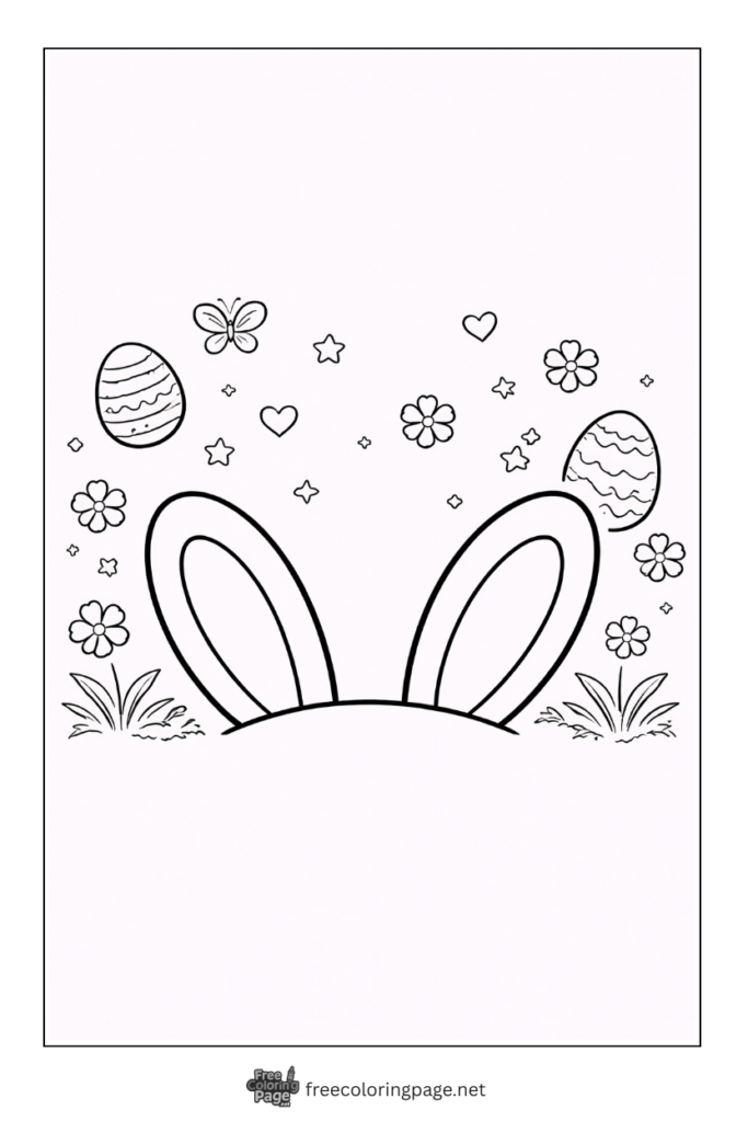 coloring page of easter bunny ears