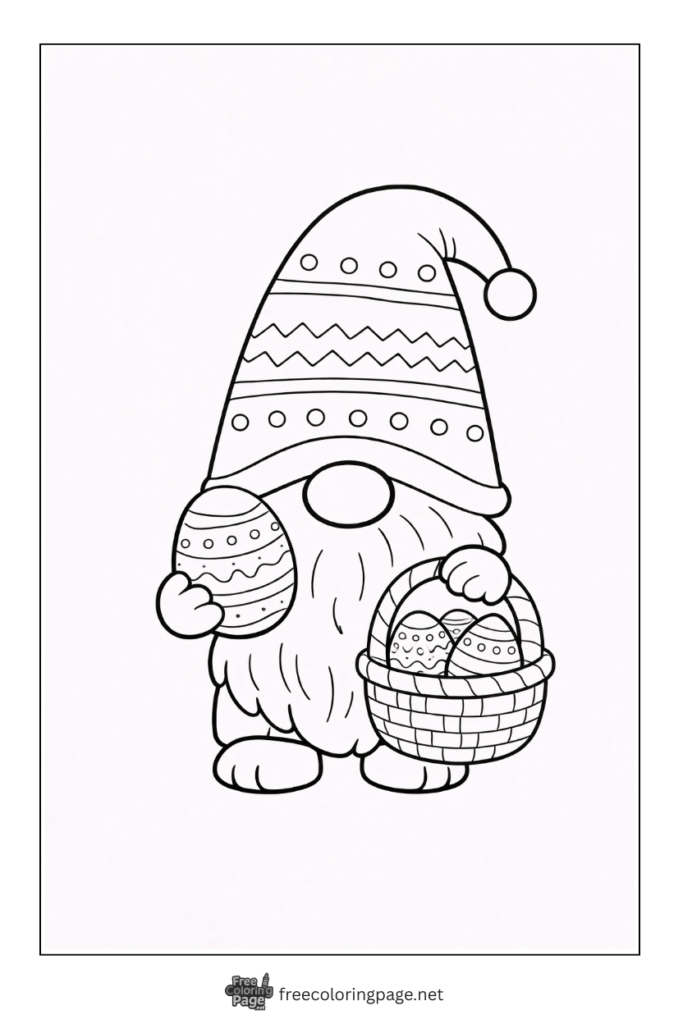 coloring page of easter gnome