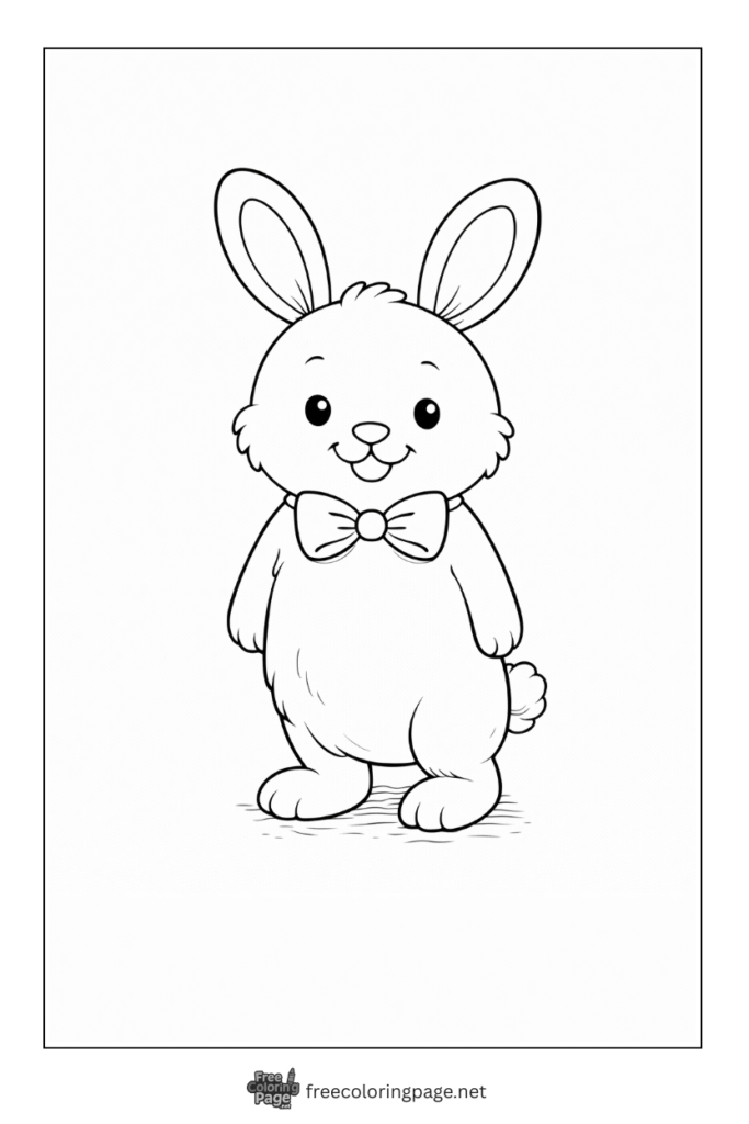 coloring page of easter bunny very easy for preschool